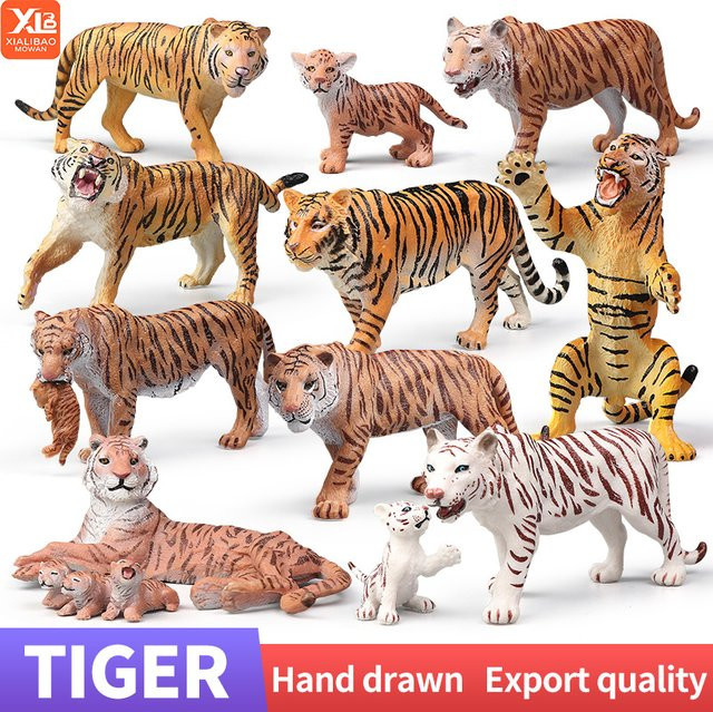 XIALIBAOMOWAN Wildlife World Simulations-Tierset, Tiger-Modell-Actionfiguren, Bunt / Mehrfarbig, Kunststoff - Bild 1