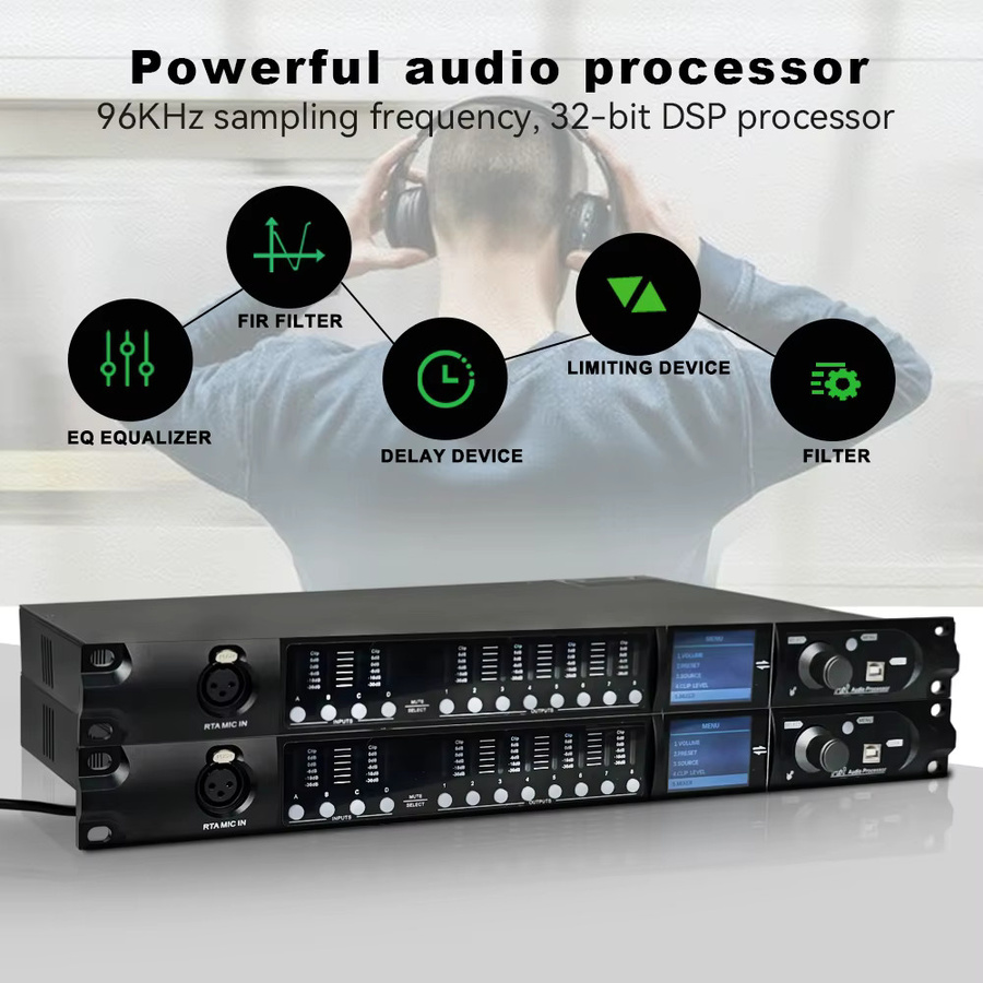 Paulkitson Driverack SD448 Digitaler Audioprozessor 4in 8out in Schwarz mit integrierter USB-Soundkarte für FIR/EQ und Streaming - Bild 2