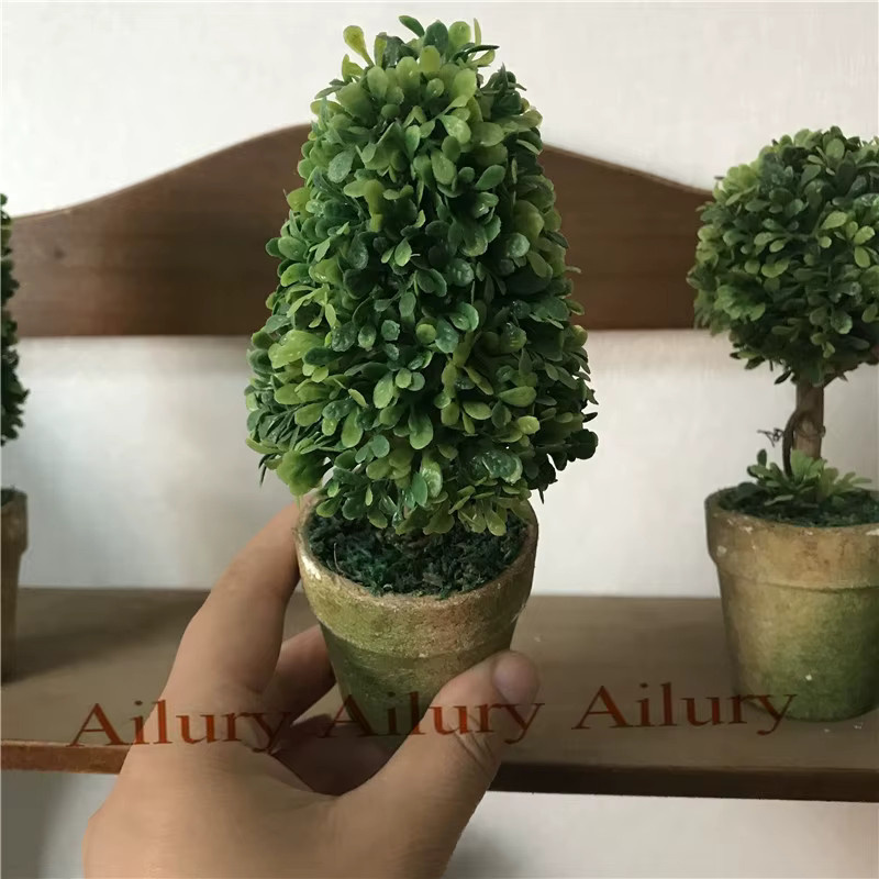 Ailury Künstlicher Bonsai Baum in Grün, kleine simulierte Pflanze im Topf für die Tischdekoration, Höhe: 15 cm - Bild 3