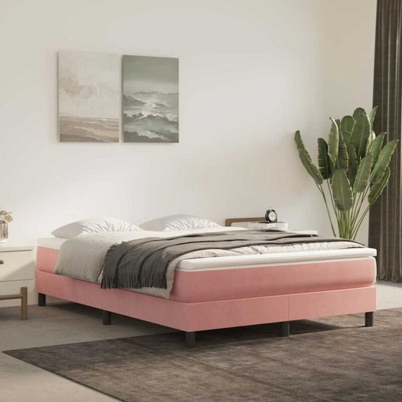 Taschenfederkernmatratze Vidaxl in Rosa und Weiß mit Samtbezug, B/T/H: 140 x 220 x 20 cm - Bild 1