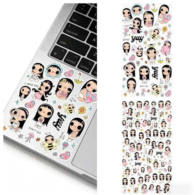 Jade Yuy Koreanische Cartoon-Mädchen Sticker mit Herz-Motiv in Multicolour zur Handy-Dekoration - Bild 1