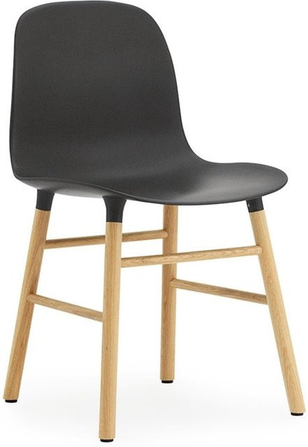 Normann Copenhagen Form Stuhl mit Holzgestell und Kunststoffschale in Schwarz - Bild 1