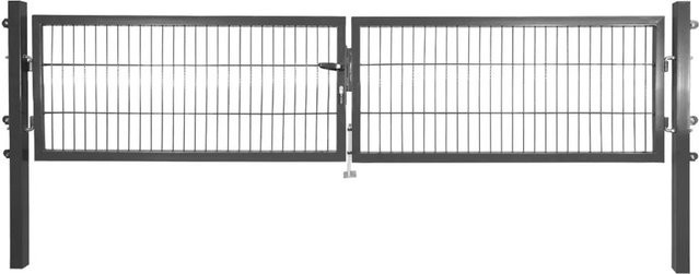 Solid Doppeltor aus Stahl in Anthrazit mit Füllung für Stabmatten, Breite: 300 cm, Höhe: 75 cm - Bild 1