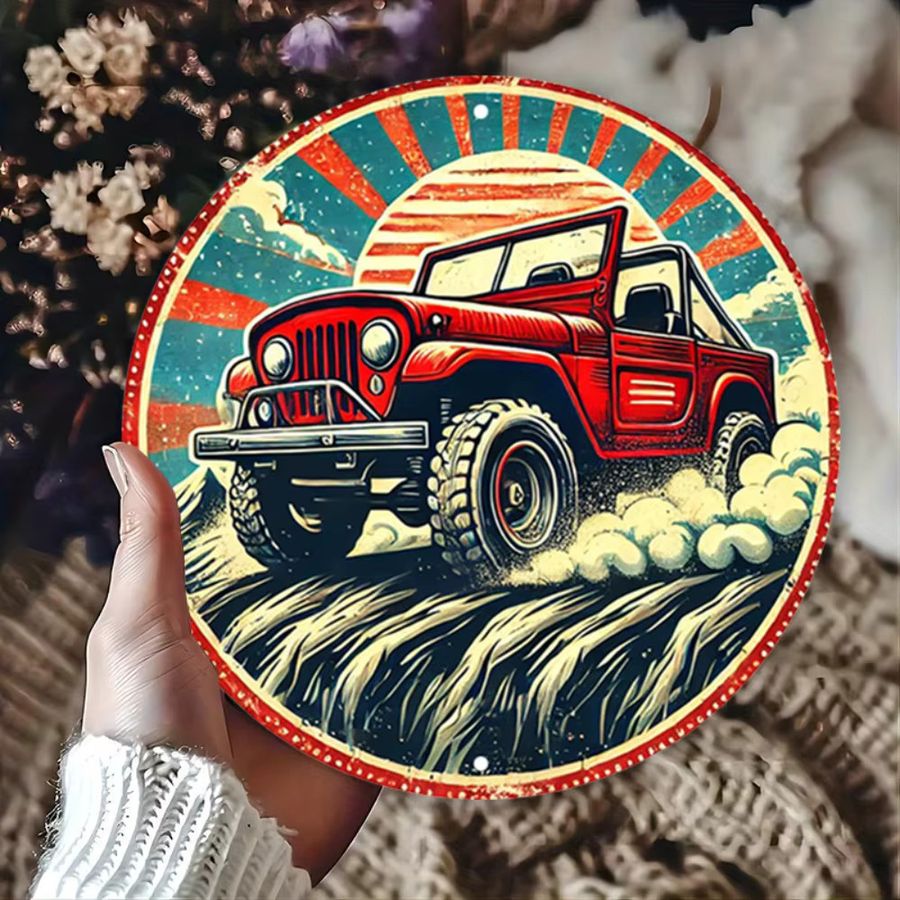 HELLOYOUNG Vintage-Metallschild aus Aluminium für Geländefahrzeuge zur Wanddekoration - Bild 5