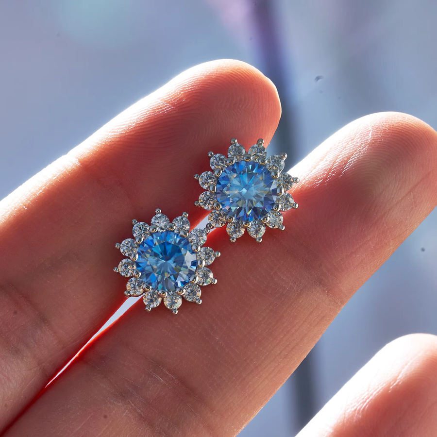 BIJOX STORY Ohrstecker, 925 Silber, weiß vergoldet, Blau, Diamant, Damen - Bild 2