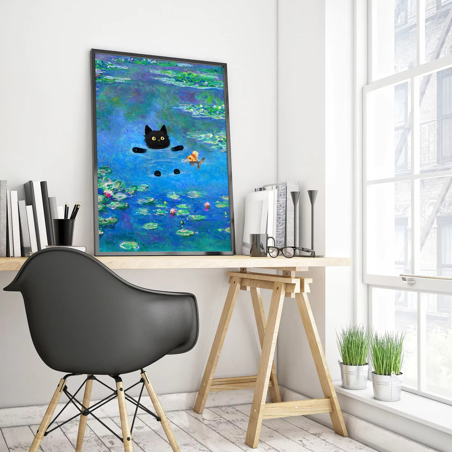 Potdemiel Wandkunst HD-Leinwanddruck Lustige schwarze Katze Gemälde-Reproduktion - Bild 3