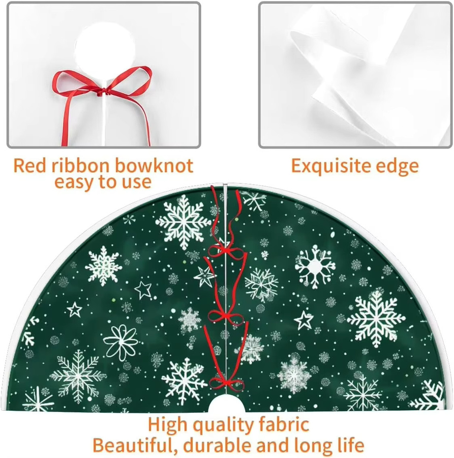 VIKAMA Weihnachtsbaumrock mit Schneeflocken-Design in Grün für deine Weihnachtsdekoration - Bild 4