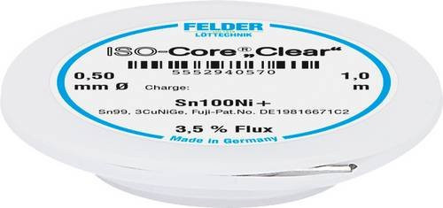 Felder ISO-Core Clear Sn100Ni+ Lötzinn Spule Sn99,25Cu0,7Ni0,05 mit 0,5 mm Durchmesser in Transparent/Weiß - Bild 1