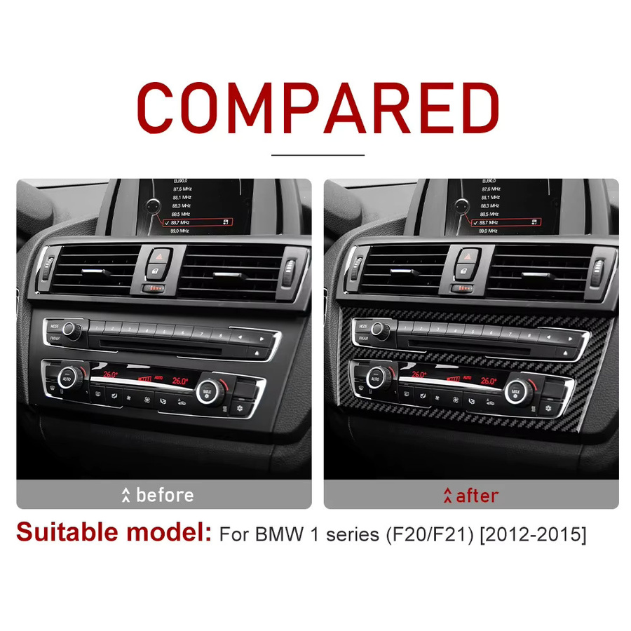 Probright Carbonfaser CD-Bedienfeld Abdeckung und Klimaanlagen-Auslassrahmen Dekorations-Aufkleber für BMW 1er und 2er Serie F20 F21 F22 F23 in Schwarz - Bild 4