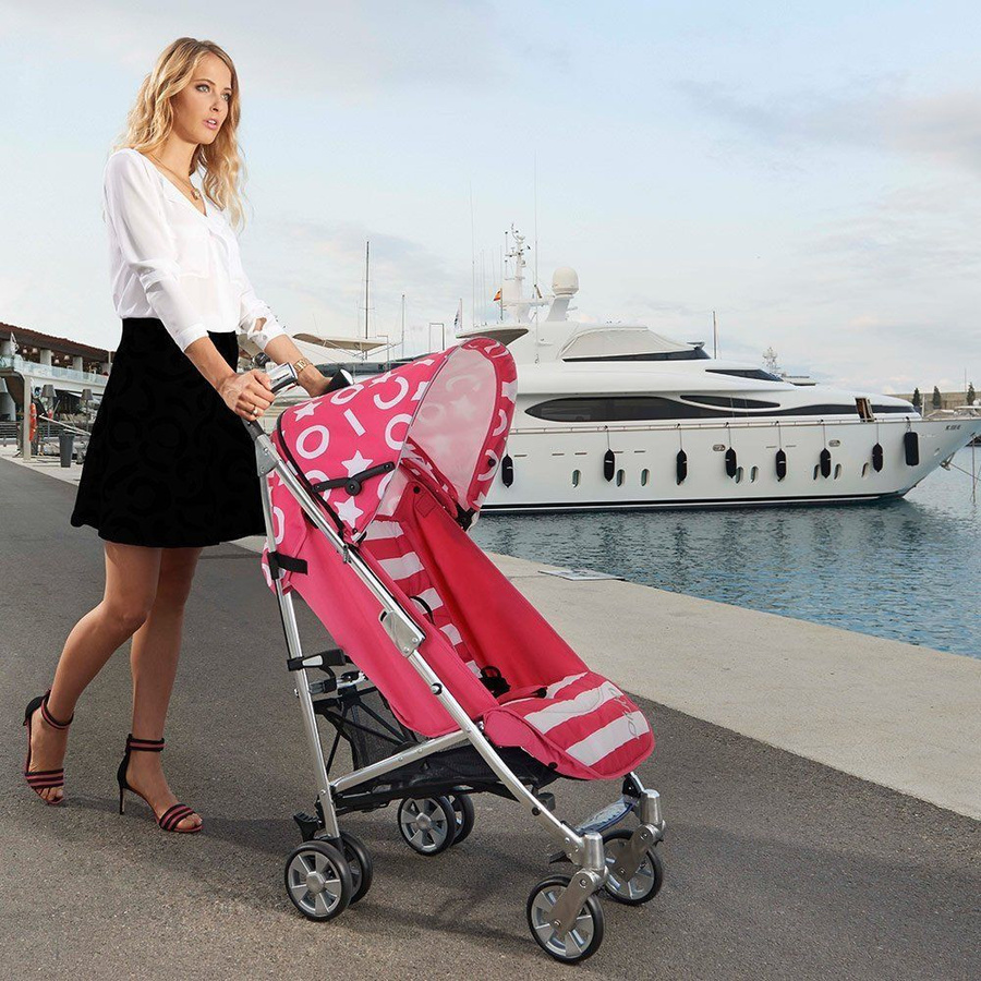 iCoo Buggy Pluto City Flat in Stripe Pink mit Schwenkrädern und Federung - Bild 6