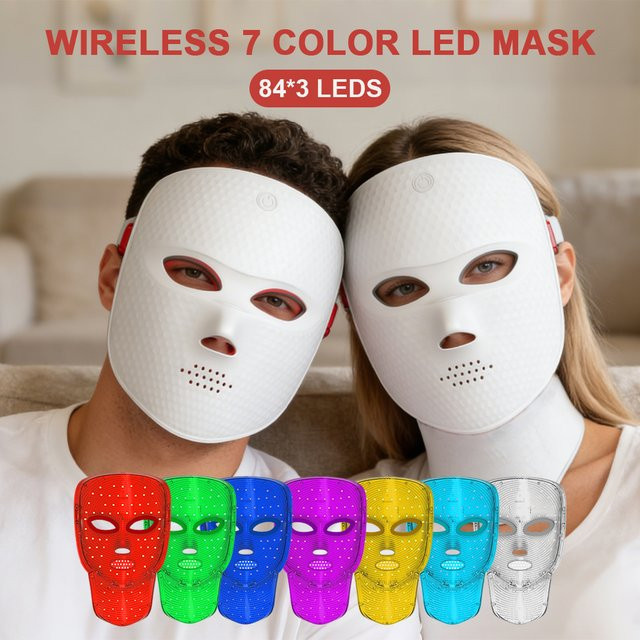foreverlily 2-in-1 LED-Gesichtsmaske mit Halsbehandlung, Unisex - Bild 1