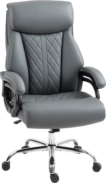 HOMCOM Ergonomischer Chefsessel aus PU-Leder in Anthrazitgrau mit hoher Rückenlehne, Kopfstütze und Wippfunktion - Bild 1