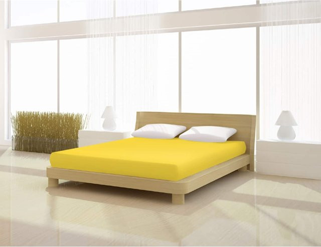 Mr. Sandman Spannbetttuch Classic in Gelb mit Elastan, B/T: 180 x 200 cm, Höhe: 20-22 cm - Bild 1