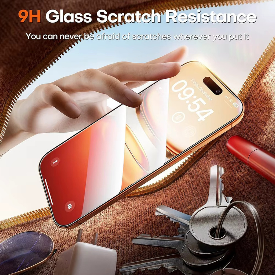 NNBILI 3er-Set Ultra HD Glänzende Panzerglas-Displayschutzfolien für iPhone 17 16 15 14 13 12 11 Pro Max und 17e, Transparent - Bild 5