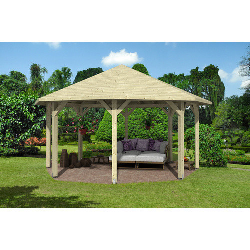 Skan Holz Pavillon Nice 3 aus Leimholz in Natur und Beige B/H/T: 557 x 347 x 557 cm - Bild 4