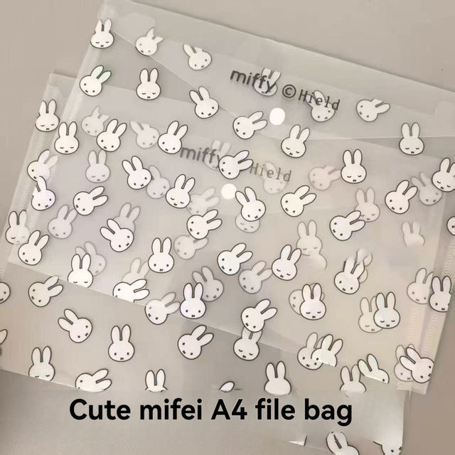 Miffy A4 Aktentasche mit Druckknopf, wasserdichte Aufbewahrungstasche für Studenten, transparent - Bild 1