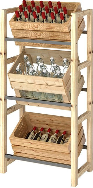 Outsunny Getränkekistenregal aus Holz und Stahl in Braun, 3 Ebenen, freistehend, B/T/H: 56 x 32 x 112 cm - Bild 3