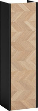Schildmeyer Highboard Lorna in Mattschwarz mit Eiche Nachbildung Fischgräten Dekor, Breite: 30,2 cm, Höhe: 106,0 cm, Tiefe: 23,4 cm - Bild 1
