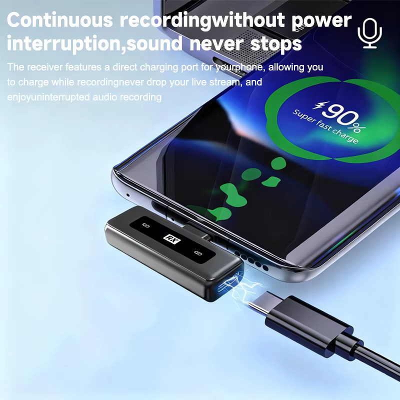 VIKEFON Mini Kabelloses Lavalier-Mikrofon mit Geräuschunterdrückung für iPhone und Android, Schwarz - Bild 5
