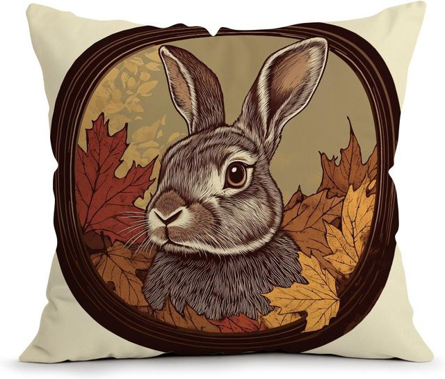 Dekokissen Osterhase Kissenbezug aus Polyester in Multicolor, B/H: 18 x 18 cm - Bild 1