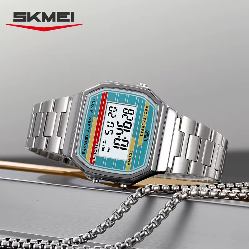 SKMEI Digitaluhr, Edelstahl, Schwarz, Herren - Bild 3