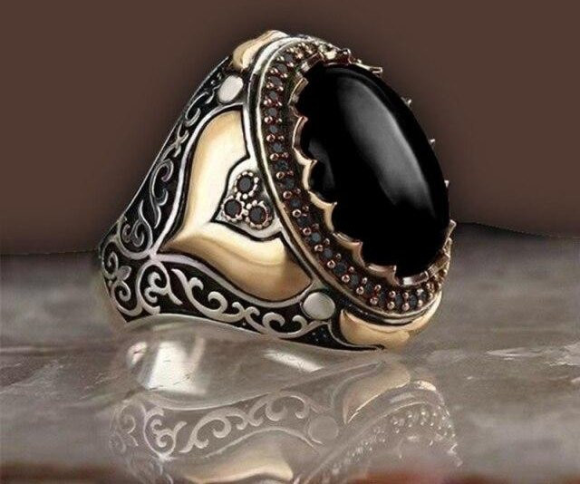 Ring Türkisperlen, Silber, Zirkonia, Unisex, Vintage - Bild 1