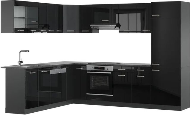 Vicco R-Line Eckküche modern in Anthrazit und Schwarz mit Hochglanz-Finish B/T/H: 287 x 227 x 206,8 cm - Bild 2