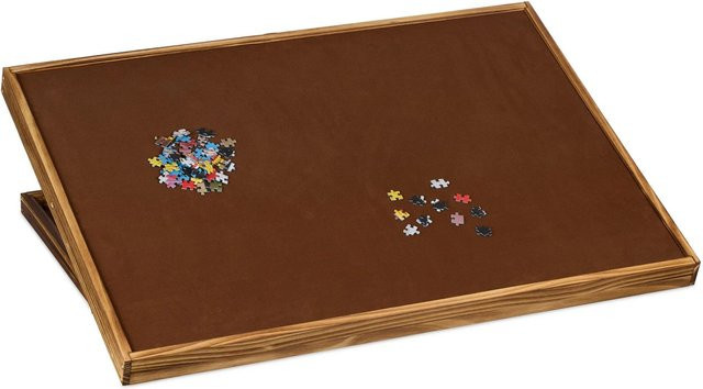 Relaxdays Puzzletisch aus Kiefernholz in Braun, höhenverstellbar und neigbar mit wendbarer Platte, B/T/H: 93 x 38 x 74,5 cm - Bild 1