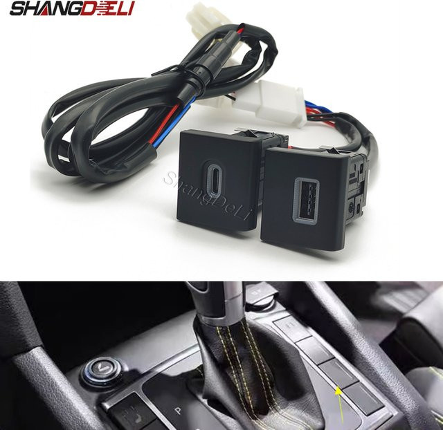 ShangDeLi Dual USB C PD und QC3.0 Schnellladegerät für VW Amarok 2011-2018, 12V/24V Auto Power Adapter, Schwarz - Bild 1