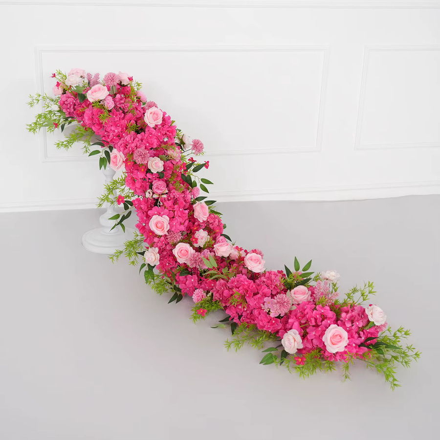 Uflower Künstliche Rosenblumenreihe in Rosa und Rot für Hochzeits- und Party-Dekorationen - Bild 1