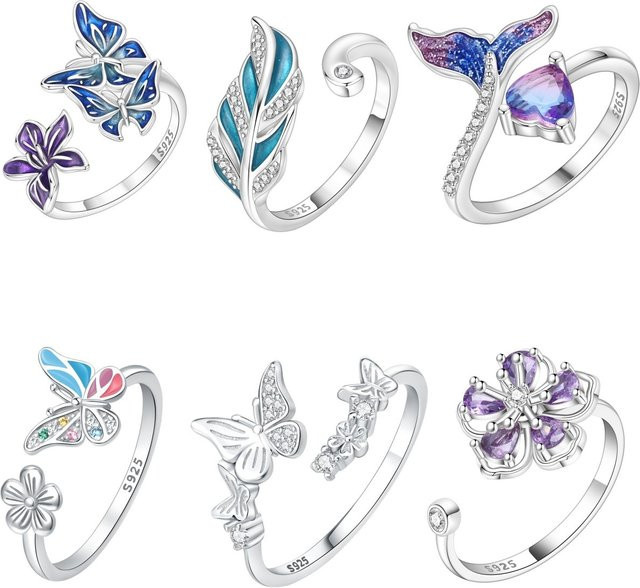 MISEFF Ring 925 Silber, Meerjungfrau, Schmetterling, Zirkonia - Bild 1