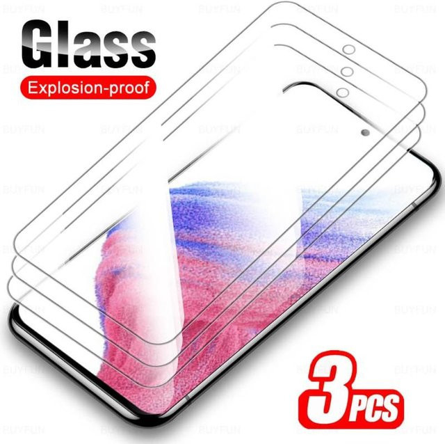 3er Set Panzerglas Displayschutz für Samsung Galaxy S20 FE 5G, A54, A53, A52S, S21 FE 5G, A14, A73 und A50, transparent - Bild 1