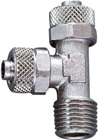 Riegler L-Einschraubverschraubung R 3/8 a. für Schlauch 8/6 aus Messing in Silber - Bild 1