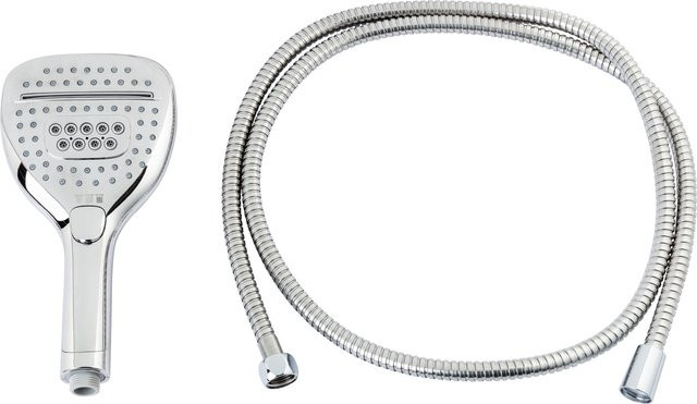 LIVARNO HOME Handbrauseset in Chrom mit Wechselschalter, Eckiges Design, Silber, mit Regen- und Massagefunktion, Anti-Kalk-Beschichtung und Wassersparfunktion - Bild 1