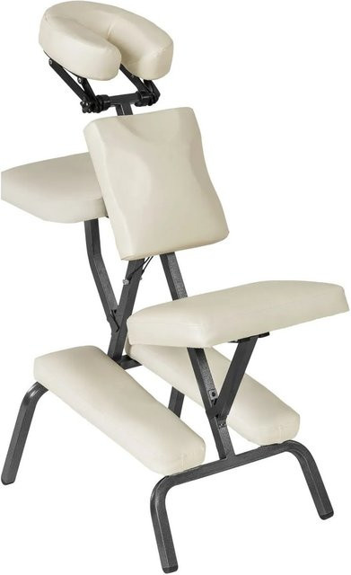 tectake Massagestuhl klappbar in Beige mit gepolsterten Beinablagen B/T/H: 80 x 50 x 105 cm - Bild 2