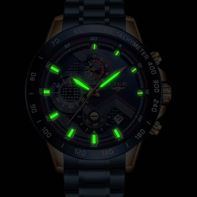 LIGE Chronograph, Edelstahl, Quarz, Datum, Herren - Bild 5