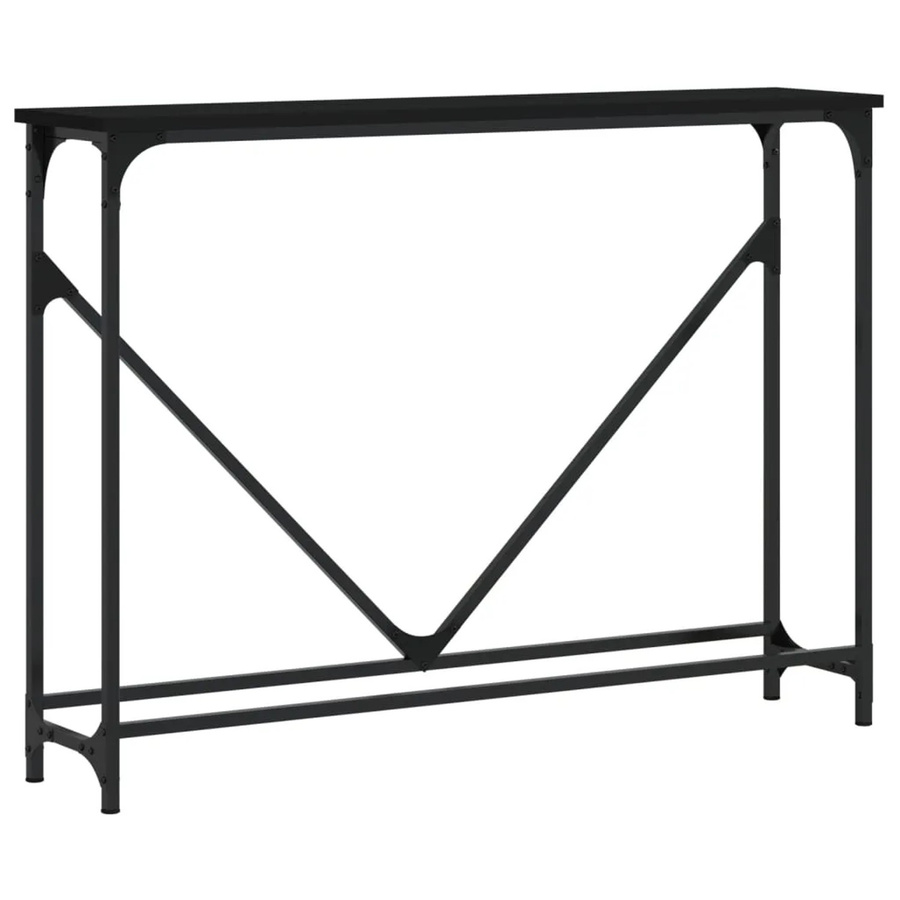 vidaXL Konsolentisch in Schwarz aus Holzwerkstoff und Metall mit industrieller Note, B/T/H: 102 x 22,5 x 75 cm - Bild 2