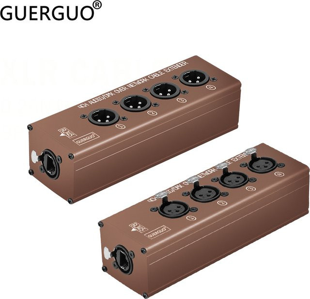 GuerGuo 4-Kanal 3-Pin XLR auf STP RJ45 CAT5e Ethercon Netzwerk-Signalverlängerer für Tonstudio und Bühne, Schwarz-Braun - Bild 1