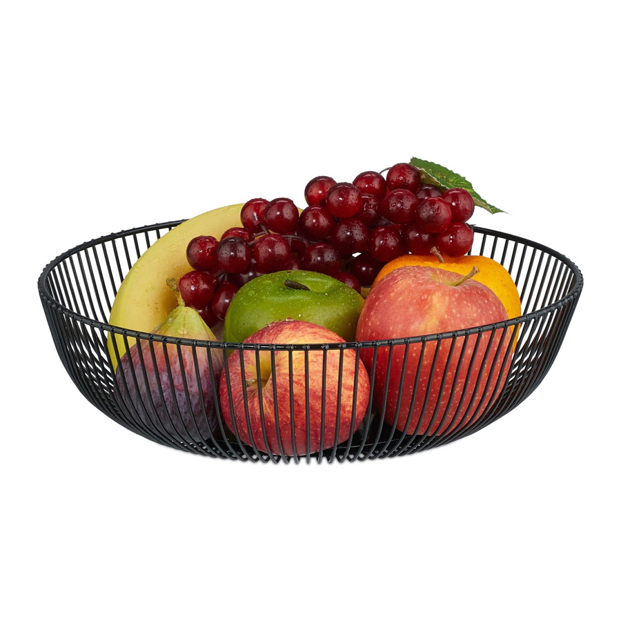 Relaxdays Obstschale aus Eisen in Schwarz, rutschfest, Höhe: 8 cm, Breite: 28 cm - Bild 2
