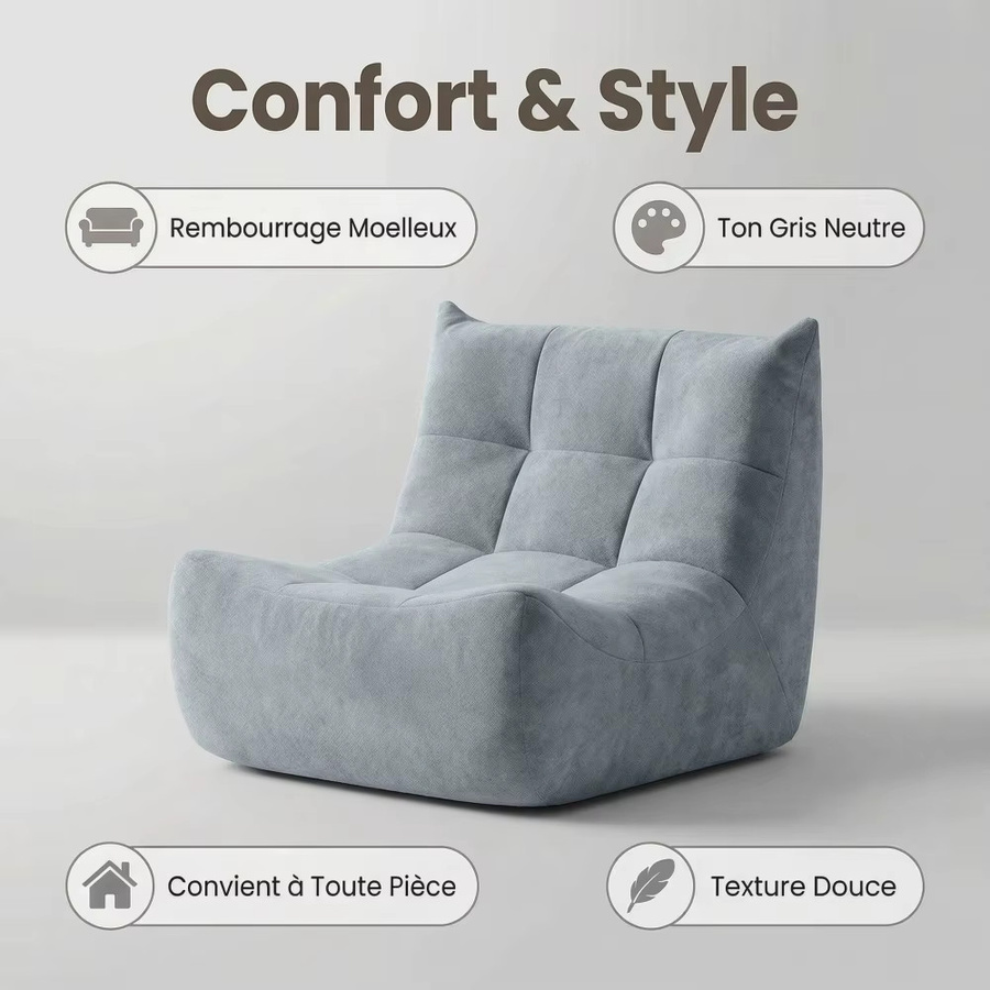 Henille Togo-Sofa Graues Stoff-Bubble-Sofa als 1-Sitzer Loungesessel - Bild 2