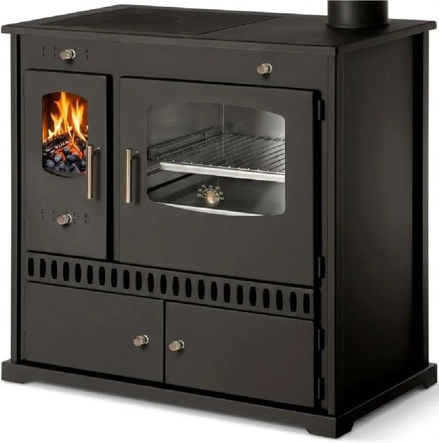 Prometey LTD Holzherd P ECO INOX in Silber mit Edelstahlbackfach und rechter Version - Bild 1