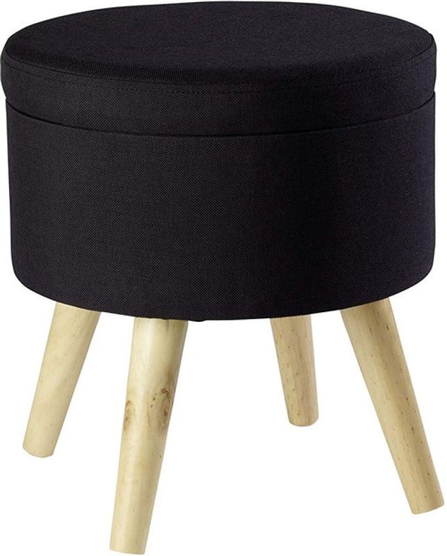 Sitzhocker Max ECHTWERK mit Holzfüßen, schwarz, B/T/H: 32 x 36 x 36 cm - Bild 2