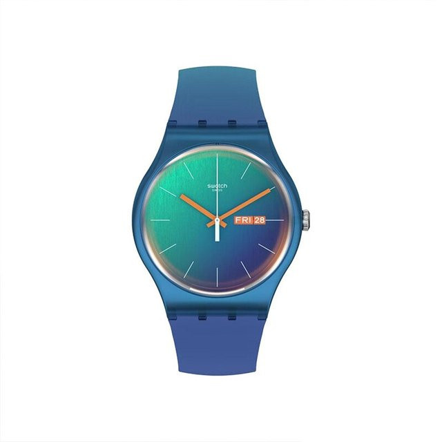 Swatch Armbanduhr, Quarz, blaues Zifferblatt, Silikonarmband, Unisex - Bild 1
