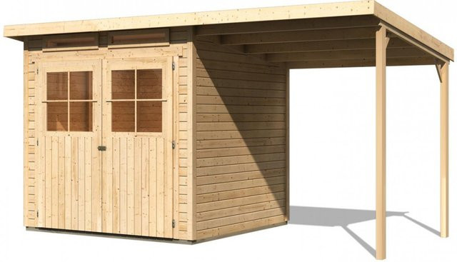 Gartenhaus GLÜCKSBURG 3 mit Anbaudach, Naturbelassen, B: 213 cm, H: 217 cm, B: 190 cm - Bild 1