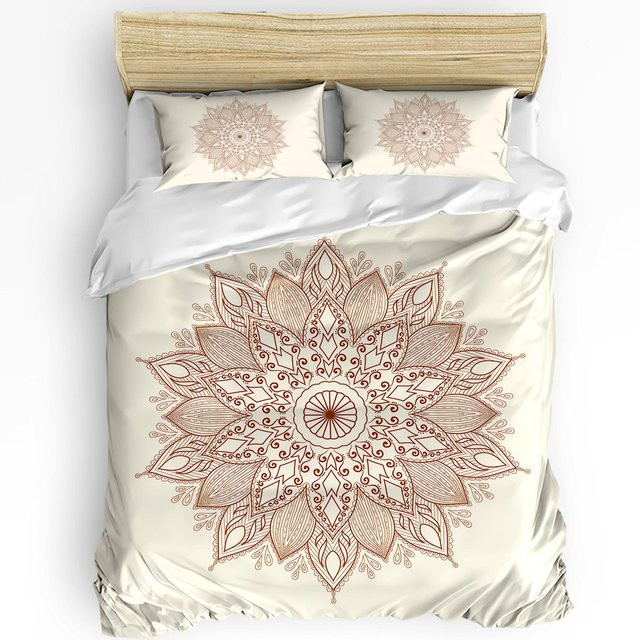JMG Household Supplies Bettwäsche-Set Mandala Blumen Boho Design in Beige, Material Mikrofaser Polyester, B/H: 135 x 200 cm - Bild 1
