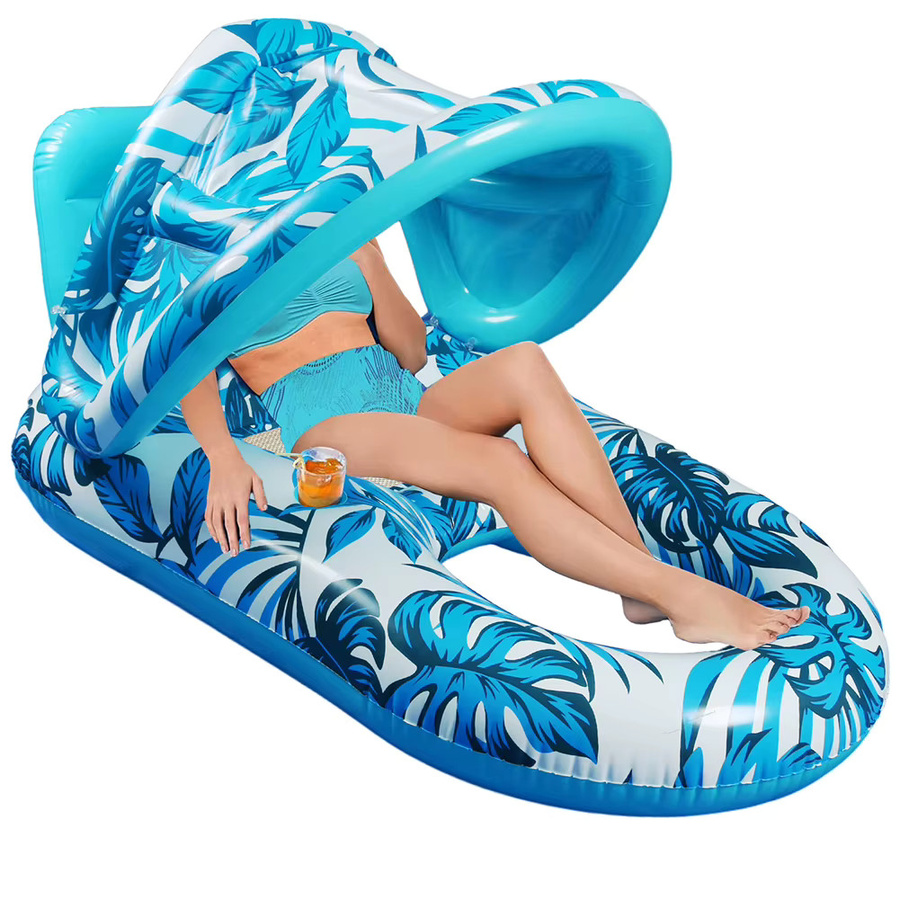 APWIKOGER Aufblasbare Strandliege mit Sonnenschirm und Wasserschlafbett aus PVC für Outdoor und Schwimmen - Bild 2