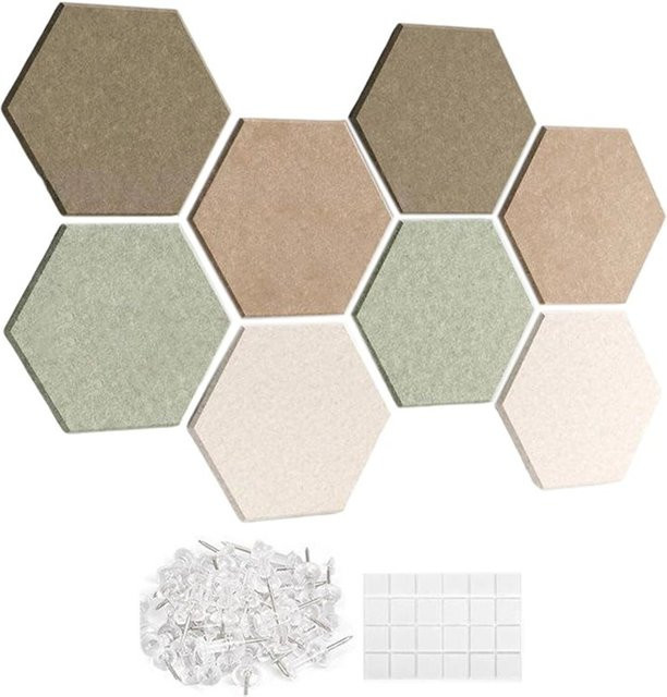 A03F Hexagon Filz-Pinnwandfliesen im 8er-Pack, Mehrfarbig, Ersatz für Korkwand für Büro und Wohnzimmer - Bild 1