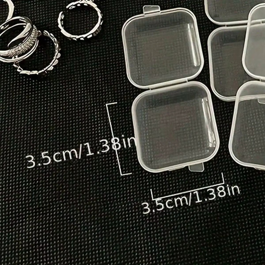 10 transparente Kunststoffbehälter mit Deckel zur Aufbewahrung von Schmuck wie Ohrringen, Ringen und Perlen - Bild 2