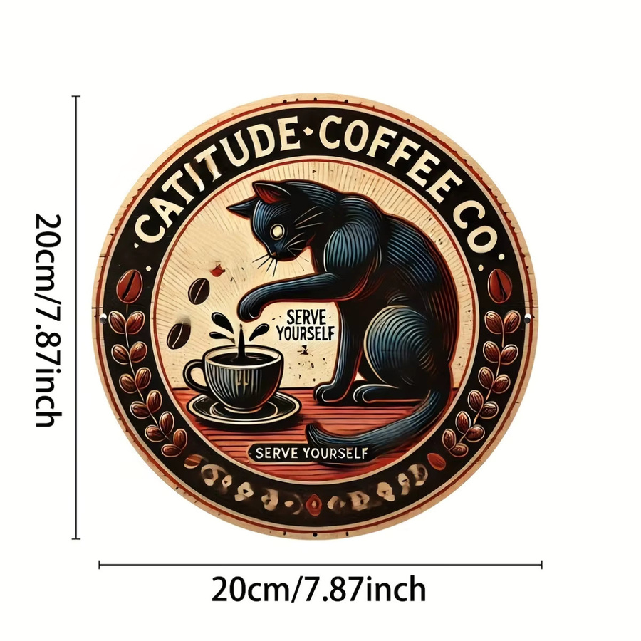 Catitude Coffee Company Wanddekoration aus Metall im Vintage-Stil, Mehrfarbig, B/B: 20,3 x 20,3 cm - Bild 2