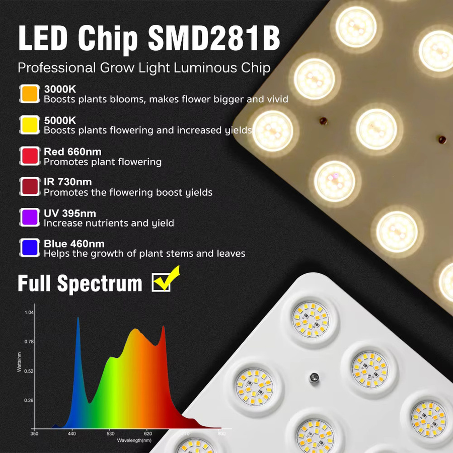 GRAXGROW LED-Wachstumslicht Vollspektrum Dimmbares Panel mit Reflektor für Garten und Bauernhof - Bild 2